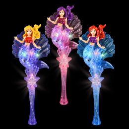 48 Bulk 16 inch LighT-Up Mermaid Shell Wand