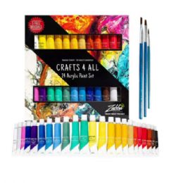 6 Bulk Crafts 4 All 24 Acrylic Paint Set With 3 Bonus Brushes