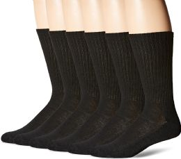 900 Bulk Hanes Mens Black Cushioned Crew Socks, Shoe Size 6-12