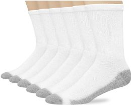 540 Bulk Hanes Mens White Cushioned Crew Socks, Shoe Size 12-15