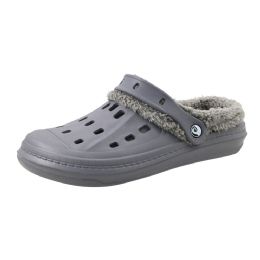 12 Bulk Men's Fleece Lined Clogs Gray