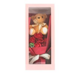 12 Bulk Vi Flower  Bouquet W/ Big Bear In Box Asst. Color