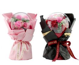 12 Bulk Vi Soap Flowers In  20cm Plastic Ball 2 Colors Asst.
