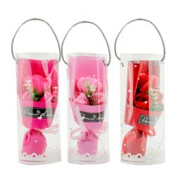 72 Bulk Valentin Soap Flower In Pvc Box