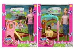 6 Bulk Girl & Little Girl W/ Playground Accessories In Window Box