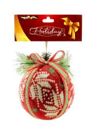 36 Bulk Xm Orna Foam Ball 9cm , Red Velvet With Deco