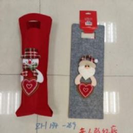 300 Bulk Xm Wine Bottle Holder 14*41cm, Santa & Snowman Asst ,