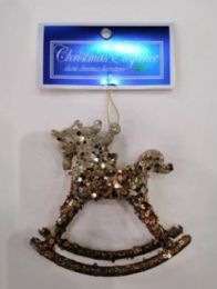 36 Bulk Xm Acrylic Orna Horse W/glitter,  4 Colors Asst