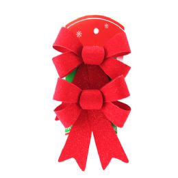 36 Bulk Velvet Ribbon Glittered 2pc   - Red - W14cm  H16cm - X 19cm