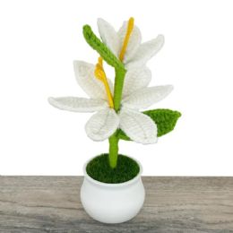 24 Bulk White Long Head Crochet Lily of the Valley in Pot
