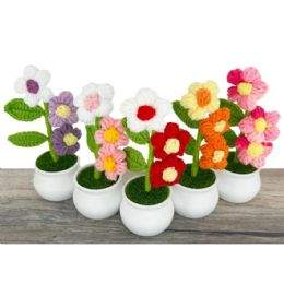 24 Bulk 3-Headed Multicolor Crochet Puff Flower Arrangement