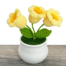 24 Bulk 3-Head Yellow Crochet Lily Flowers in Pot
