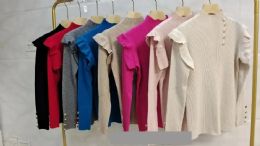 24 Bulk Women's Knitted Cashmere Ruffle Sleeves S/M
