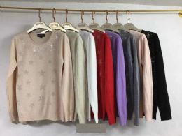 24 Bulk Women's Knitted Cashmere Rhinestone Star Design S/m