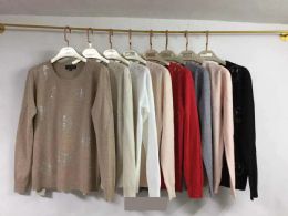 24 Bulk Women's Knitted Cashmere Rhinestone Smiley Design S/M