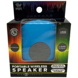 6 Bulk Waterproof Portable Wireless Speaker With Attached Strap In Assorted Colors