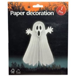 24 Bulk Halloween Ghost Honeycomb Paper Fold Up Party Decoration