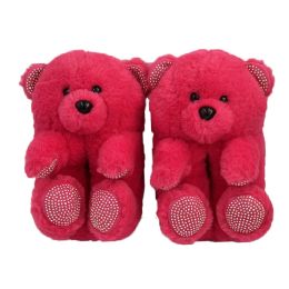 12 Bulk Womens Teddy Slippers Pink