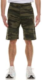 144 Bulk Mens Green Camo Fleece Shorts With Side Pockets Size 2xl