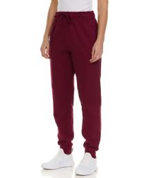 144 Bulk Womens Fleece Lined 3 Pocket Jogger Burgundy Size Small