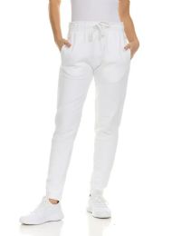 144 Bulk Womens Fleece Lined 3 Pocket Jogger White Size Small