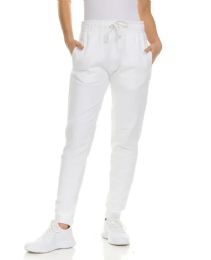 144 Bulk Womens Fleece Lined 3 Pocket Jogger White Size Medium