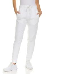144 Bulk Womens Fleece Lined 3 Pocket Jogger White Size Large