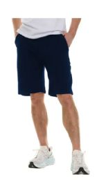 144 Bulk Mens Cotton Fleece 3 Pocket Shorts Navy Size Small