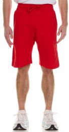 144 Bulk Mens Cotton Fleece 3 Pocket Shorts Red Size 2X-Large
