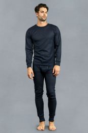 36 Bulk Men's Thermal Top And Bottom Set Color Navy Size S