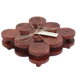 12 Bulk Trivets 2pc Set Circles Modern Wood