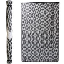 Bulk Outdoor Rug 4x6 Diamond Marquise Black Woven Polypropylene Reversible
