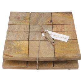 12 Bulk Trivets 2pc Set Square Tile Wood