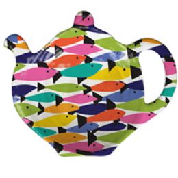 144 Bulk Tea Bag Holder 12pc Pdq 4.25x3.25 In Rainbow Fish Melamine