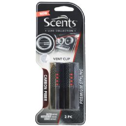 24 Bulk Air Freshener 2pk Luxe Vent Clip Carbon Fiber Scents Carded