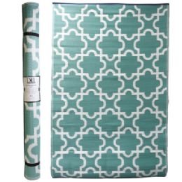 Bulk Outdoor Rug 4x6 Aqua Lattice Woven Polypropylene Reversible