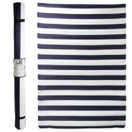 Bulk Outdoor Rug 4x6 Multi Rugby Stripe Navy/white Woven Polypropylene Reversible