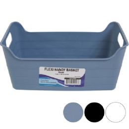 48 Bulk Flexible Basket Small 3 Assorted Colors White Black Gray