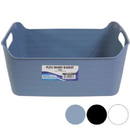48 Bulk Flexible Basket Large 14 X 11 X 6 - 3 Assorted Colors White Black Gray