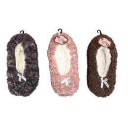 12 Bulk One Size Women's Super Poodle Fuzzy Slippers In Assorted Colors