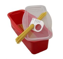 12 Bulk BpA-Free NoN-Stick Microwave Pasta Cooker In Red