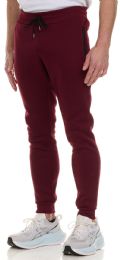 216 Bulk Mens Cotton Fleece Zipper Jogger Burgundy Assorted Sizes S-3x