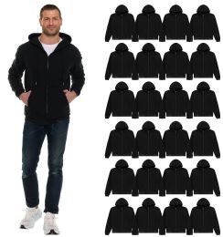 24 Bulk Sherpa -Lined Men Hooded Heavyweight Sweatshirts In Assorted Sizes And Colors