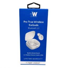 4 Bulk Jw True Wireless Pro Bluetooth 5.0 Earbuds With Button Control & BuilT-In Mic In White
