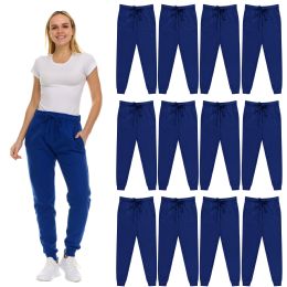 12 Bulk Womens Fleece Lined Jogger With Pocket In Royal Blue Size 2xlarge