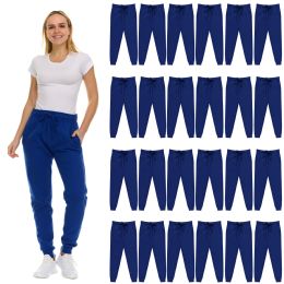 24 Bulk Womens Fleece Lined Jogger With Pocket In Royal Blue Size 2xlarge