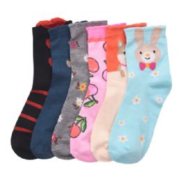 216 Bulk MOPAS GIRL'S COMPUTER CREW SOCKS 6-8