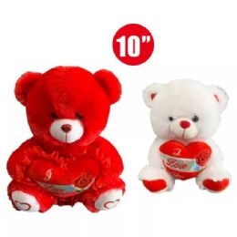 12 Bulk 10 Inch Red/white Teddy Bear