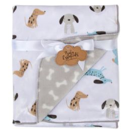 24 Bulk Baby Fleece Blankets 36" X 30" - Puppy Themed