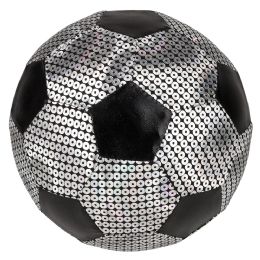 144 Bulk Silver Shiny Metallic Fabric Soccer Ball 6 inch  144/18